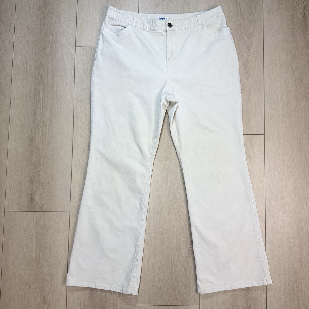 J Jill Women's 14P Ivory Stretch Corduroy Bootcut Pants Cotton Blend Casual Wear